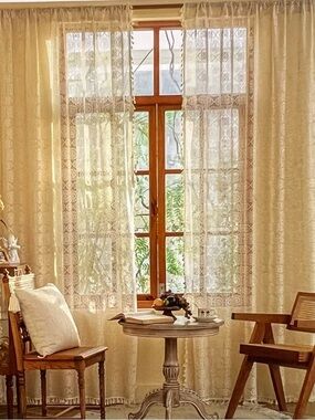 59x84 Lace Boho Curtain Set